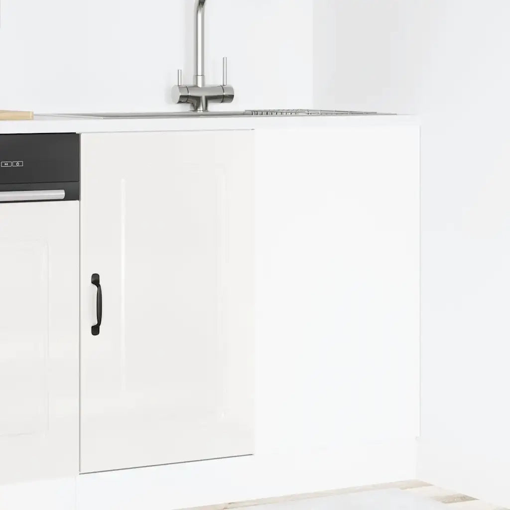 Mobiletto da cucina "Kalmar" Bianco lucido in legno ingegnerizzato 854320