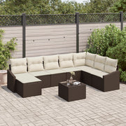Set da pranzo da giardino 8 pezzi con cuscini Grigio Rattan Polimerico