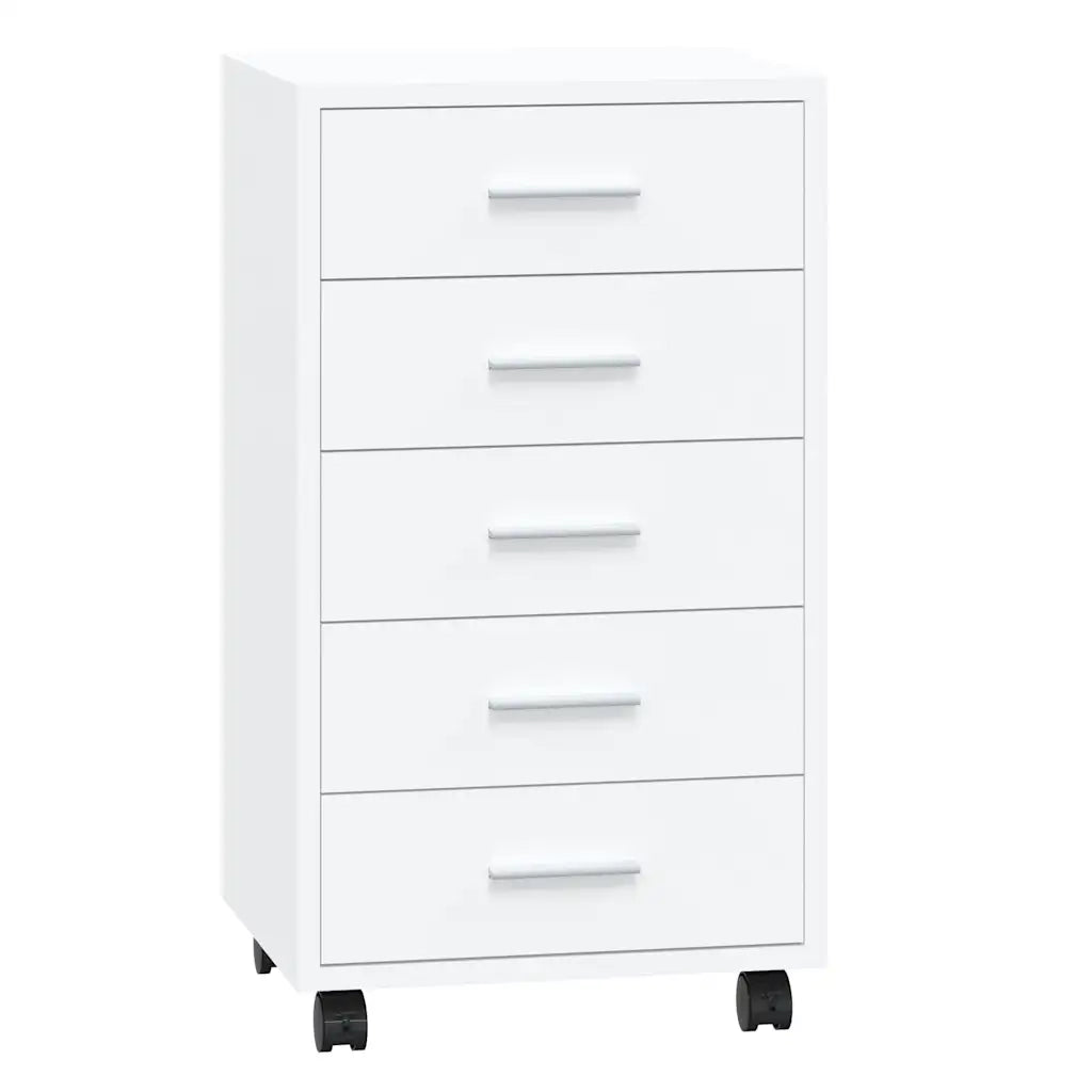 Cassettiera con Ruote bianco lucido in Legno Multistrato 342673