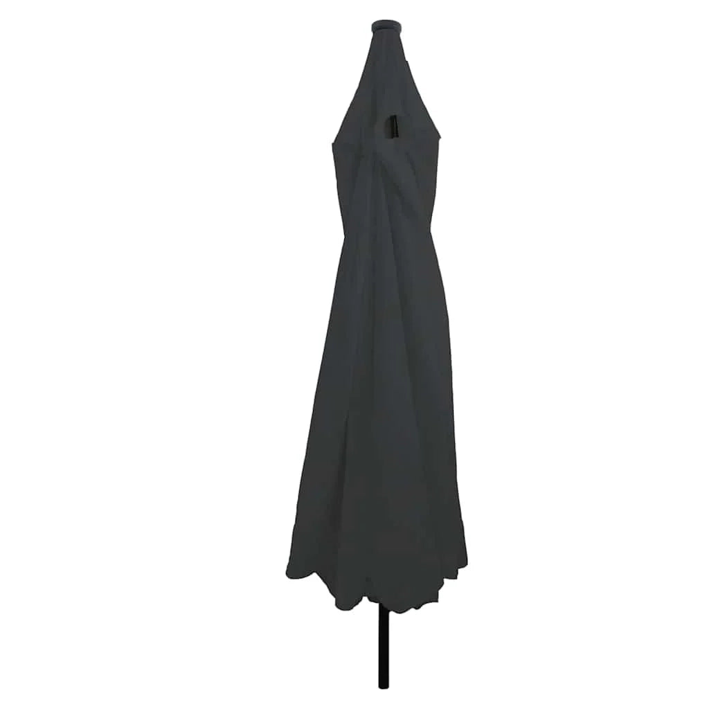 Moderno ombrellone da giardino rotondo 395 x 395 x 245 cm con illuminazione a LED resistente poliestere antracite 02_0058789