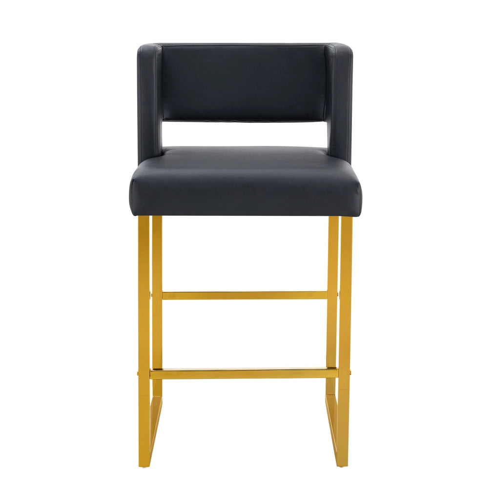 Sgabello da bar nordico nero con gambe oro, h 91,4 cm