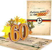 Carta di compleanno 3D sorpresa per uomo/donna - Carta di compleanno 60 anni - Carta di compleanno con involucro - Carta di compleanno per uomo/donna - Cadeau per 60 anni - Effetto sorpresa 12 x 17,5 cm