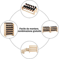 Scaffale per Bottiglie di Vino, Catinetta Portabottiglie a 6 Ripiani, per 36 Bottiglie, Legno di Pino Silvestre