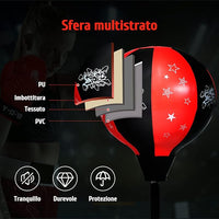 Punching Ball per Bambini e Adulti, Pungiball con Guanti e Pompa Manuale, Sacco da Boxe da Terra Altezza Regolabile 85-130cm