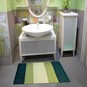 Tappeto Cucina Bagno Puro Cotone Assorbente Intrecciato a Mano Verde 55x180 cm