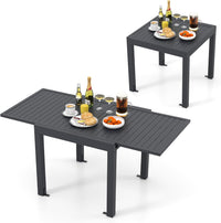 Tavolo da Pranzo Espandibile da Giardino, Tavolo Alluminio Estendibile 80/160 cm, Piano Tavolo a Doghe, Tavolo Quadrato Rettangolare per Cortile, Portata 160 kg, 80/160 x 80 x 75 cm
