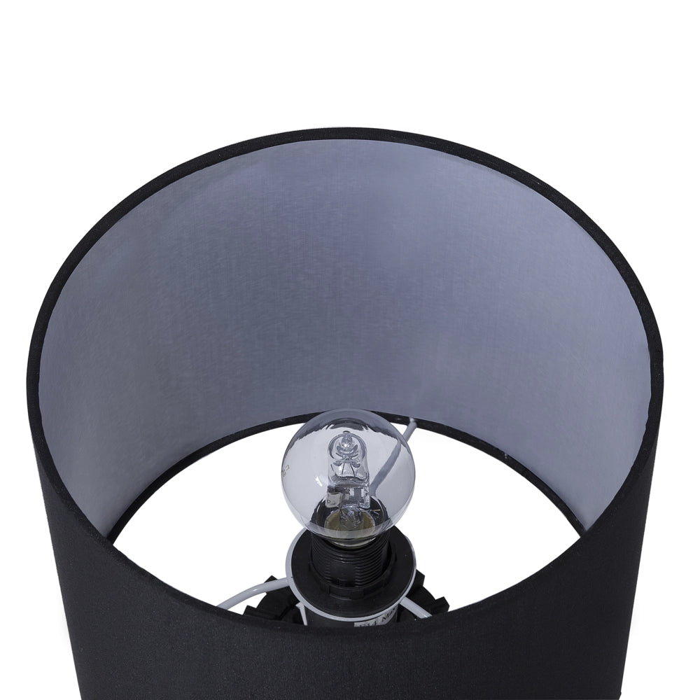 Lampada da Tavolo in Legno Nero e Paralume in Tessuto Contemporanea