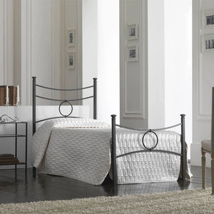 Letto in ferro singolo con pediera Nero CONCA 92x208x h117 cm