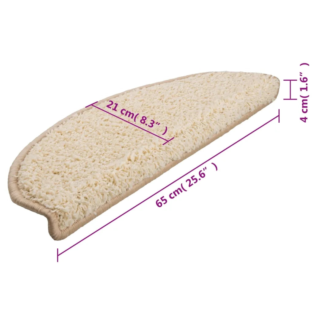 Tappetini per scale 15 pz 65x21x4 cm Crema Semicircolari Grandi 133904