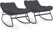 Set di 2 sedie a Dondolo da Giardino Arona in Grigio Antracite con Cuscini Grigi