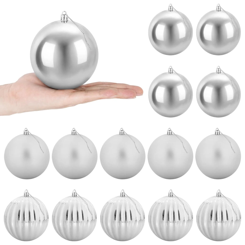 Set di palline di Natale XL 15 pz Argento Ø 10 cm Plastica 3473541