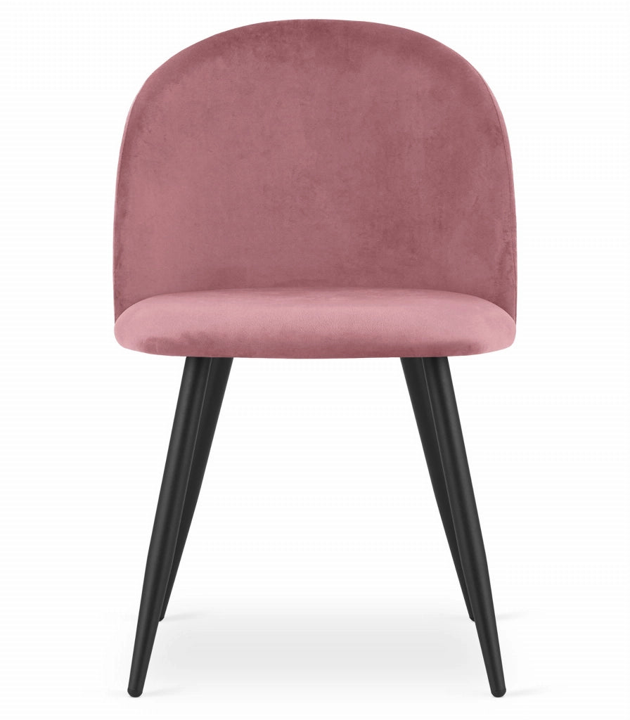 Sedia Valora BELLO in velluto rosa scuro con gambe in metallo nero x3
