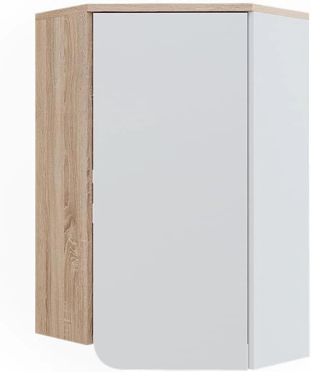 Pensile angolare Karen, Sonoma/Bianco, 42.4 x 75 cm, per montaggio a parete e combinabile con altri moduli Karen