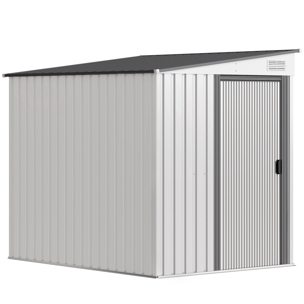 Capanno Attrezzi in Metallo 1.5x2m con Base, Porta Scorrevole e Tetto Inclinato, Bianco