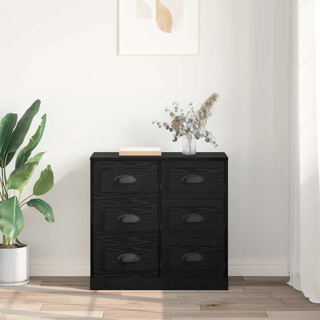 Credenza | Madia | Buffet da pranzo | Armadio da pranzo Rovere Nero 70 x 35,5 x 67,5 cm Legno multistrato