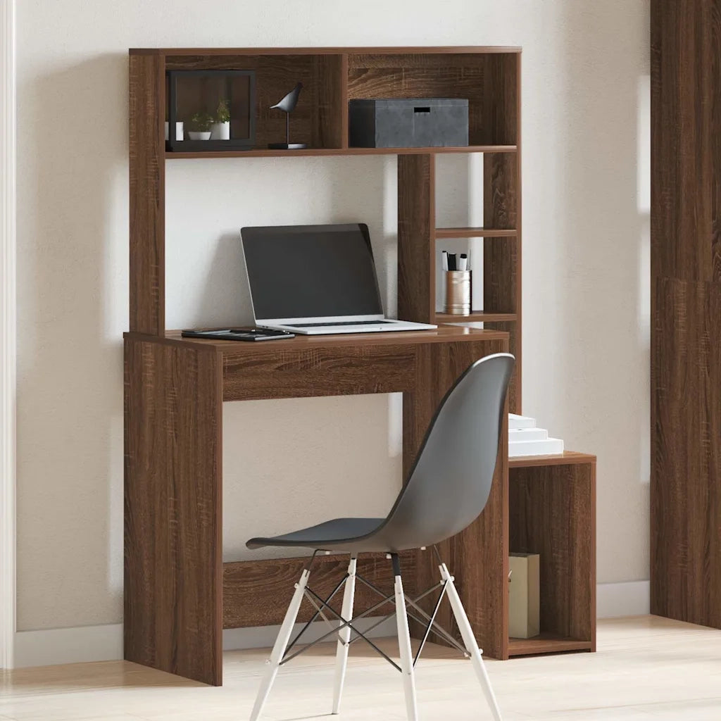 Scrivania Mensole Rovere Marrone 100x45x140cm Legno Multistrato 860442
