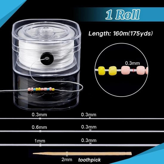Corda Elastica 175 Metri - Largo 0,3 mm - Cordone Organizzatore - Scatola per Gioielli - Attività di Fai da Te per Ricamo