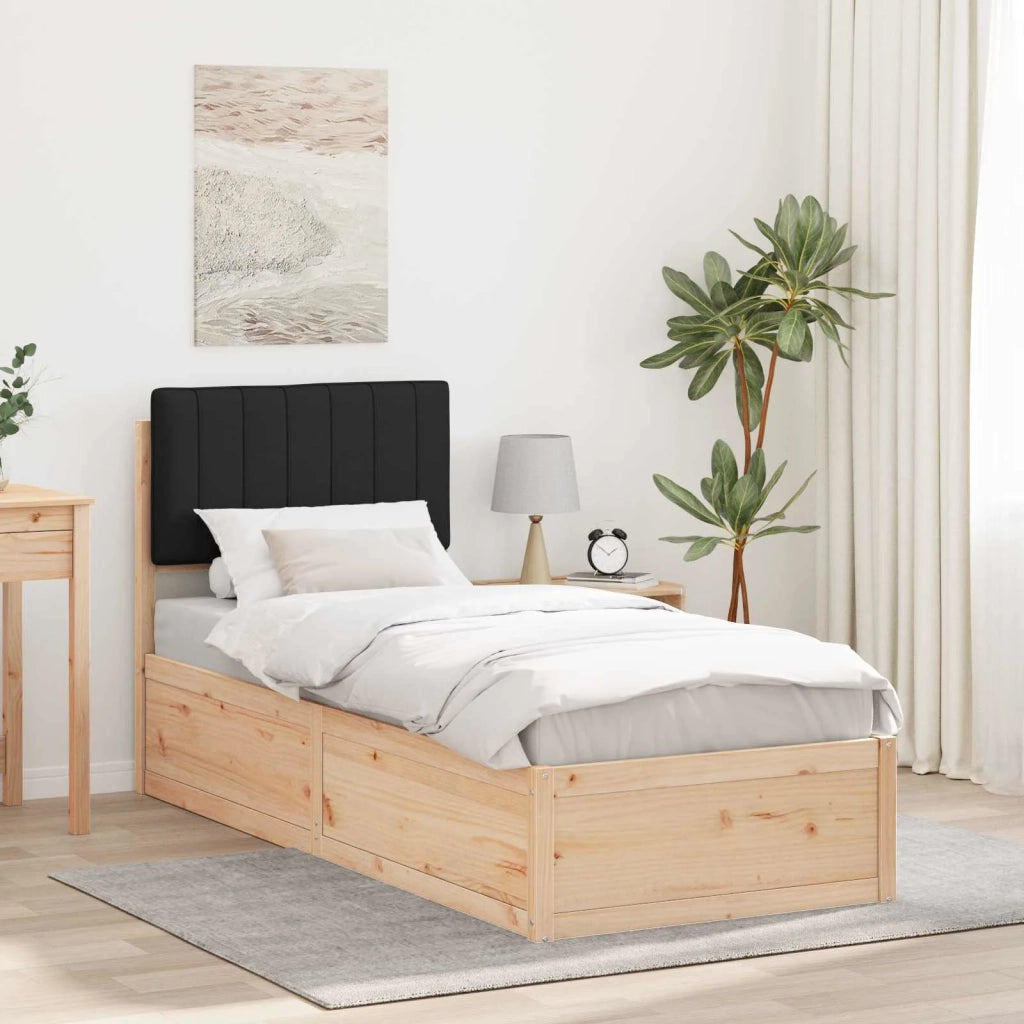 Letto con Testiera Rivestita Nero 75 x 190 cm Pino massello 877811