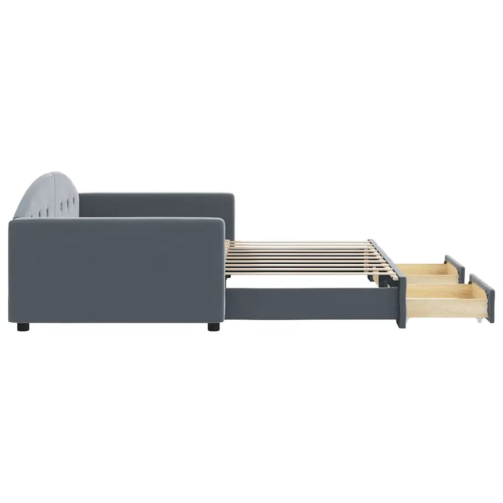 Divano Letto Estraibile Cassetti Grigio Scuro 90x190cm Velluto 3197363