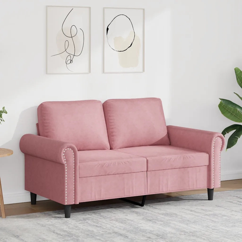 vidaXL Divano a 2 Posti Rosa 120 cm in Velluto