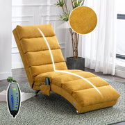 Chaise longue relax con vibrazione; schienale ergonomico 140°; 55x148x84 cm; lino giallo senape