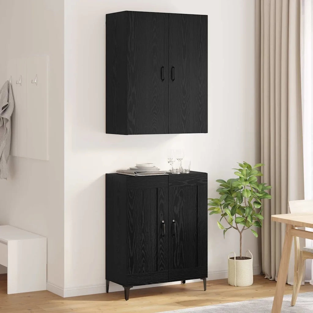 Credenza Rovere Nero 69,5 x 34 x 180 cm Legno ingegnerizzato 3403588