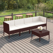 Set Divani da Giardino 5 pz con Cuscini in Polyrattan Marrone 3094335