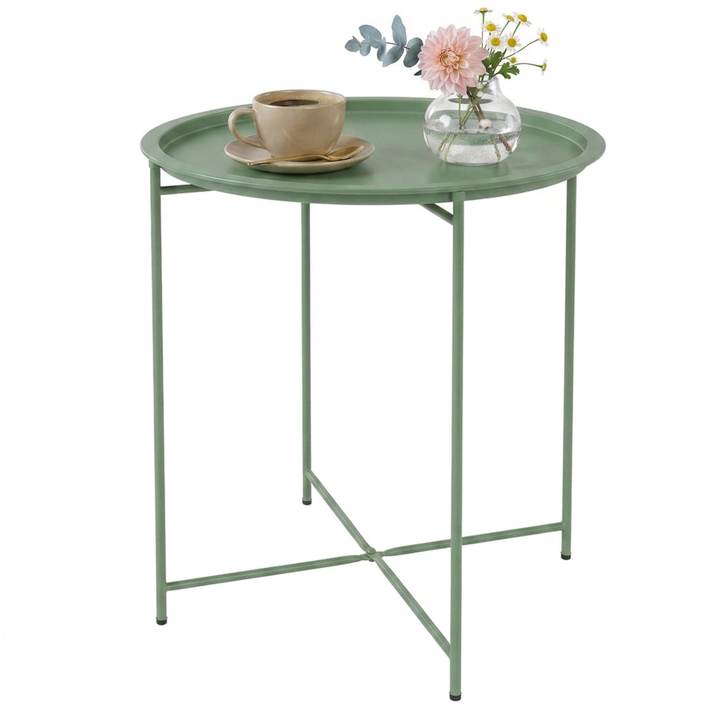 Tavolo da Giardino Rotondo con Bandeja Estraibile ¨C Zephmum ¨C Verde ?46x53 cm