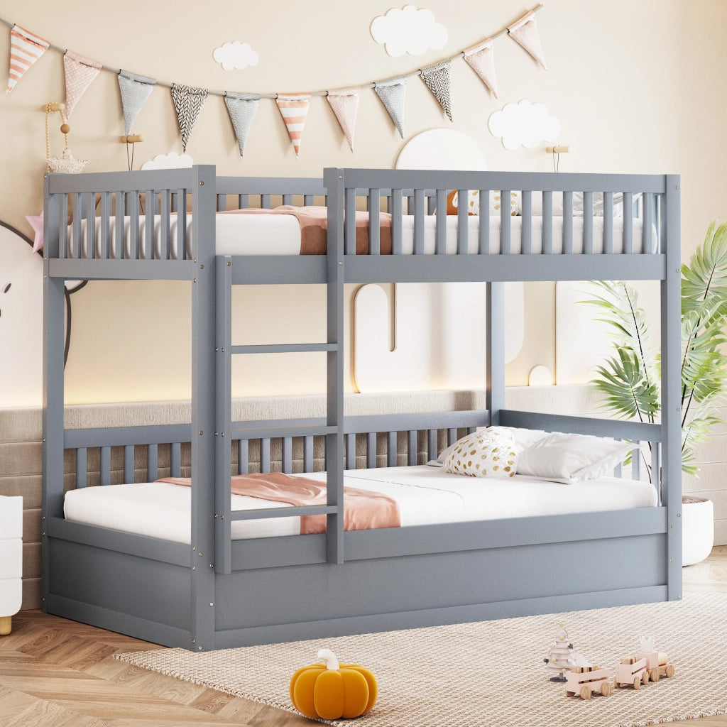 LETTO a castello con vano contenitore idraulico 90x200 cm in legno massello grigio