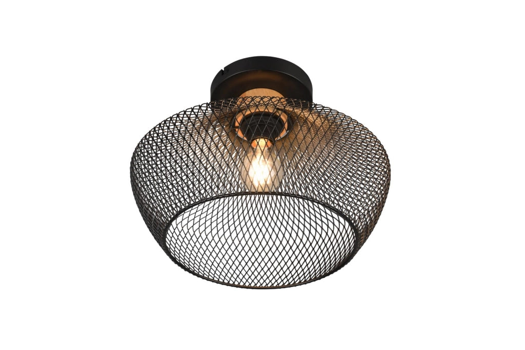 Plafoniera moderna RL Valeria nera legno chiaro E27 35cm