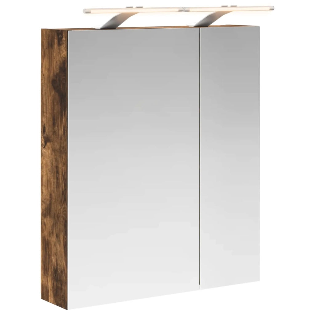 Mobiletto per specchio da bagno Rovere fumé 60 x 14,5 x 70 cm