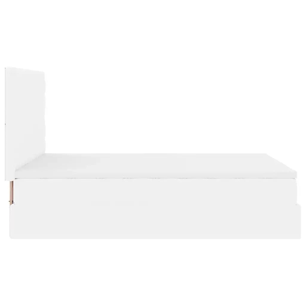 Struttura Letto Pouf con Materasso Bianco 140x200 cm Similpelle 3313007