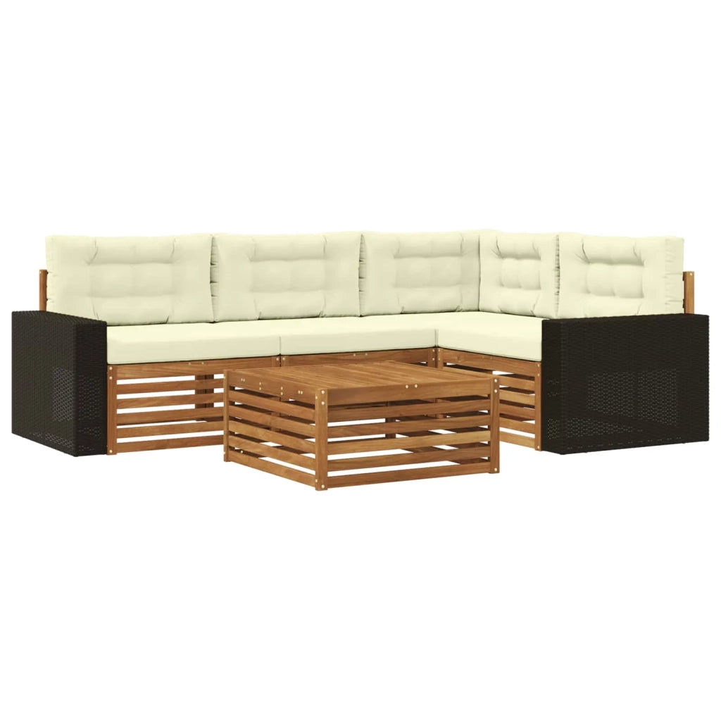 Set di divani da esterno 5 pcs Naturale e Crema 79 x 79 x 37 cm 3383333