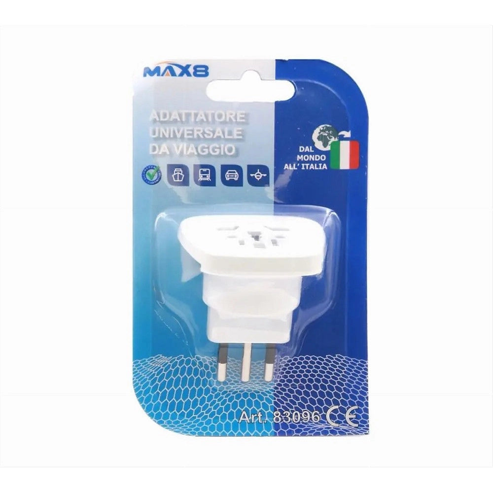 Trade Shop - Adattatore Universale Da Viaggio Con Spina 10a 2p+t Presa Colore Bianca 83096 -