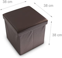 Sgabello pieghevole pouf panca stabile mobile contenitore sintetico 38 cm marrone 13_0002806_5