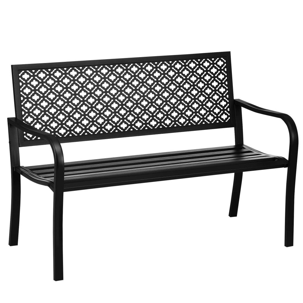Panchina da Giardino 2 Posti ¨C Zephmum ¨C Acciaio Nero 127x63x83 cm