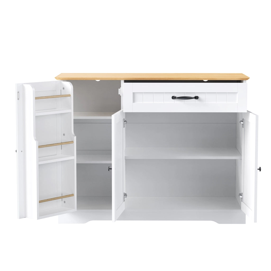 Credenza Buffet 3 Ante e Cassetto ¨C MINIMAL ¨C Bianco e Rovere Naturale