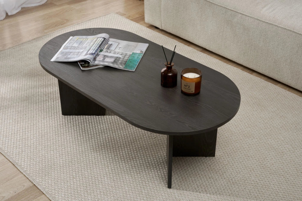Tavolino da caffè in legno "Sabbia" - 60 x 119 x 40 cm - Nero Chiaro
