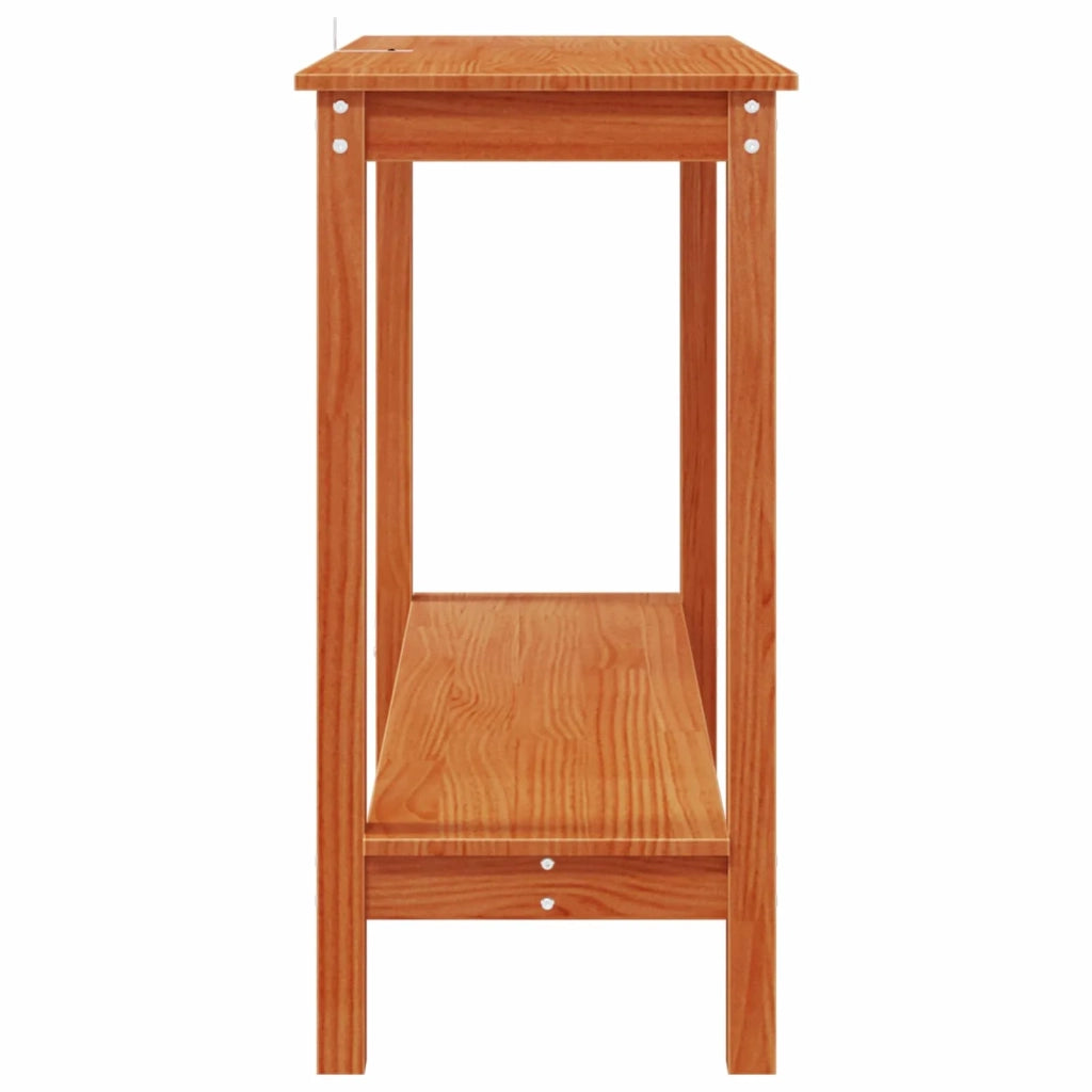 Tavolo consolle con lo scaffale Marrone Cera 110 x 40 x 80 cm