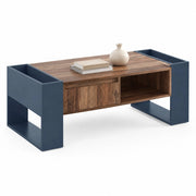 TAVOLINO DA CAFFÈ con cassetto e vani portaoggetti 111 x 40 x 60 cm pannello truciolare nero/grigio