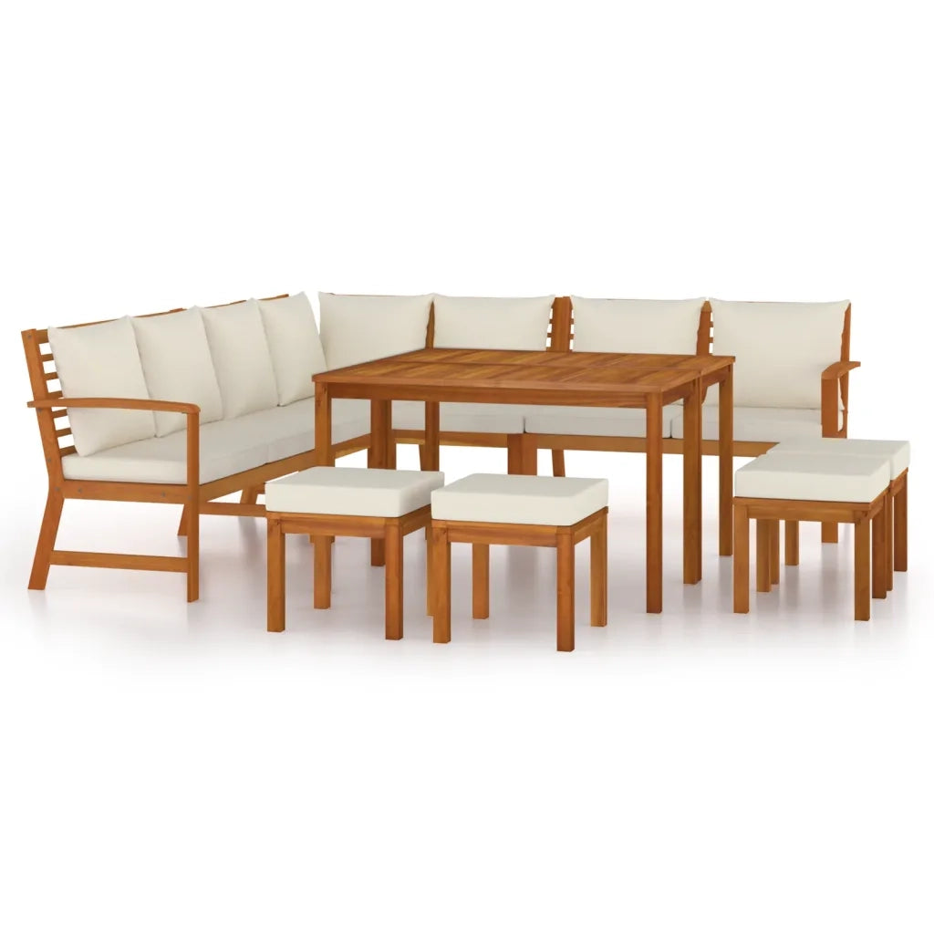 Set da Pranzo Giardino 11 pz con Cuscini Legno Massello Acaciacod mxl 101122