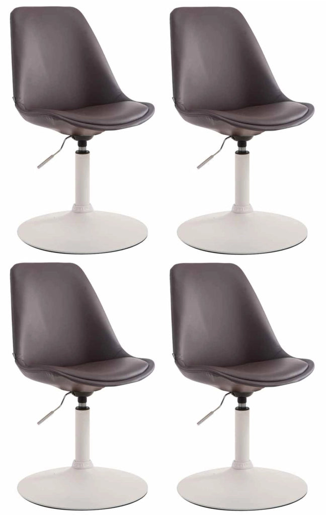 Set di 4 sedie da pranzo Maverick in ecopelle marrone,bianco