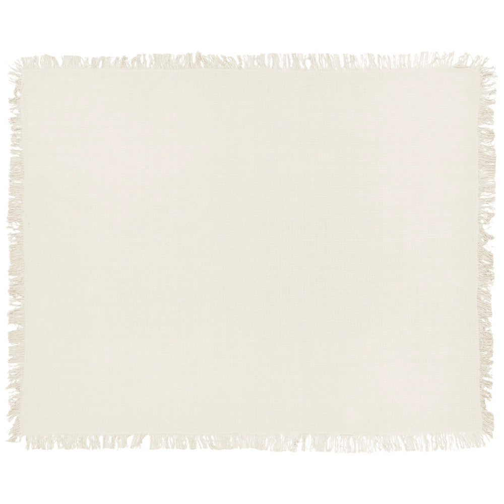 Copriletto bianco sporco in tessuto di cotone 150 x 200 cm con frange Coperta decorativa Biancheria da letto design classico Camera da letto