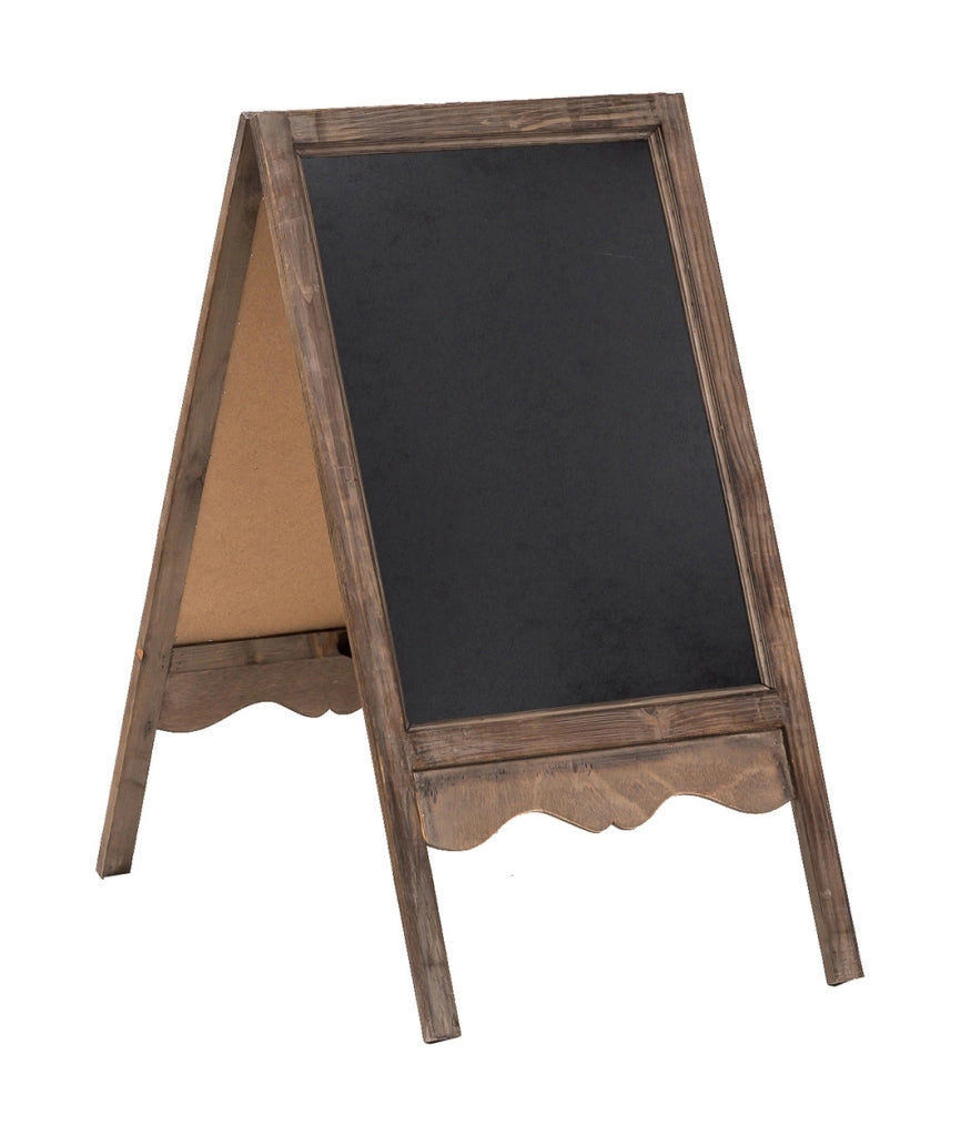 Biscottini Lavagna da terra bifacciale con cornice in legno finitura anticata 50x6x95 cm