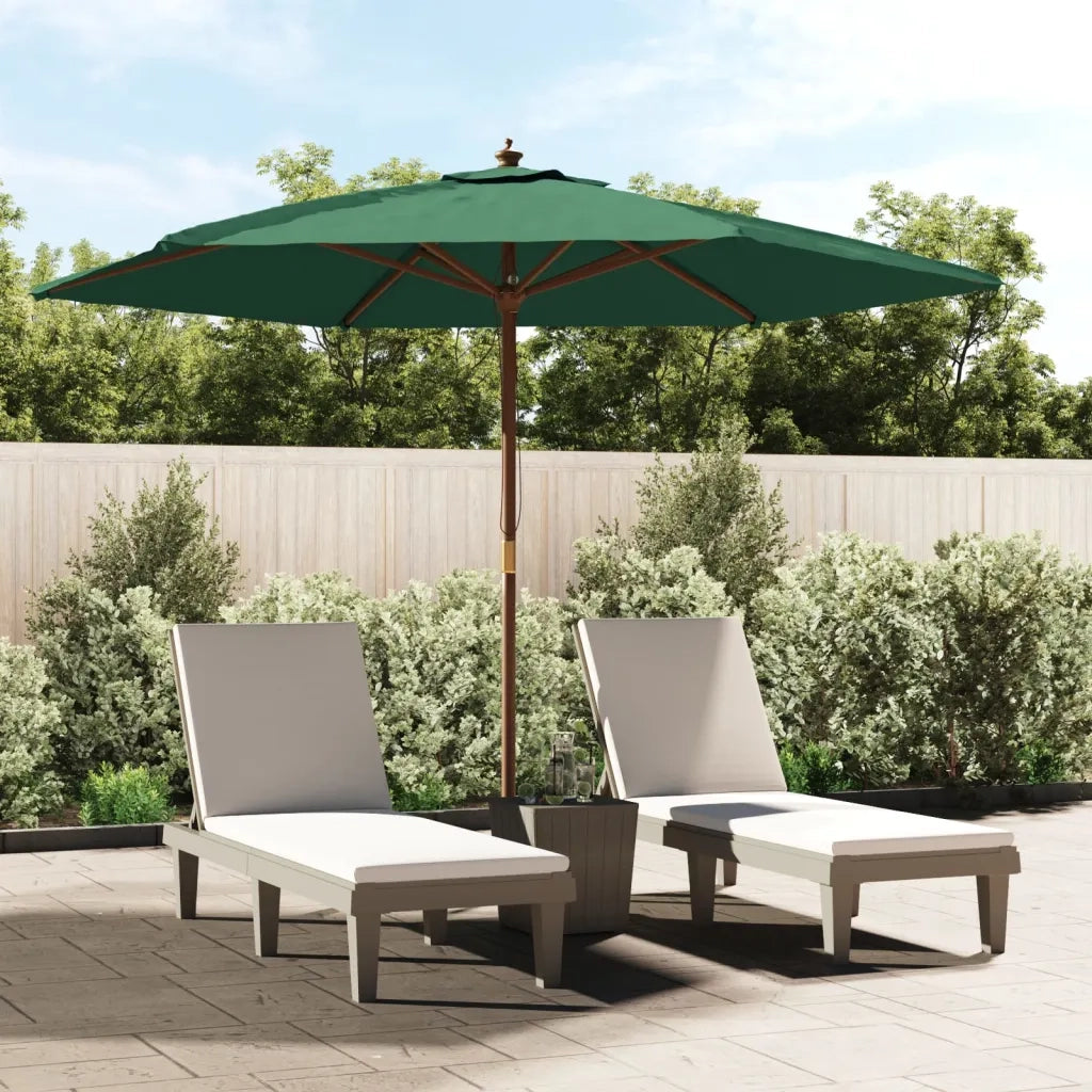 Ombrellone da Giardino-Ombrello da Balcone con Palo in Legno Verde 299x240 cm