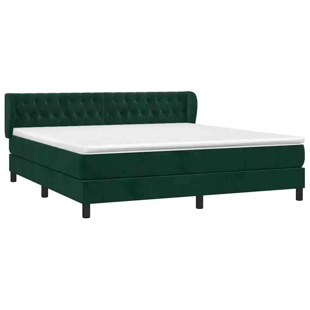 Giroletto a Molle con Materasso Verde Scuro 160x200 cm Velluto 3127682