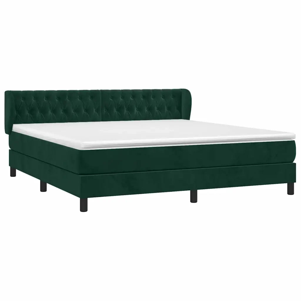 Giroletto a Molle con Materasso Verde Scuro 160x200 cm Velluto 3127682