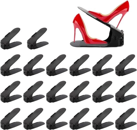 Organizzatore di Scarpe per Armadio - 20 Pack Stacker di Scarpe Adattabile Risparmio di Spazio (Nero)