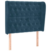Testiera | Testata ad Orecchio Blu Scuro 103x23x118/128 cm in Velluto
