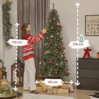 Albero di Natale 210 cm Illuminato con 350 Luci Bianche e Colorate, 9 Modalità di Illuminazione